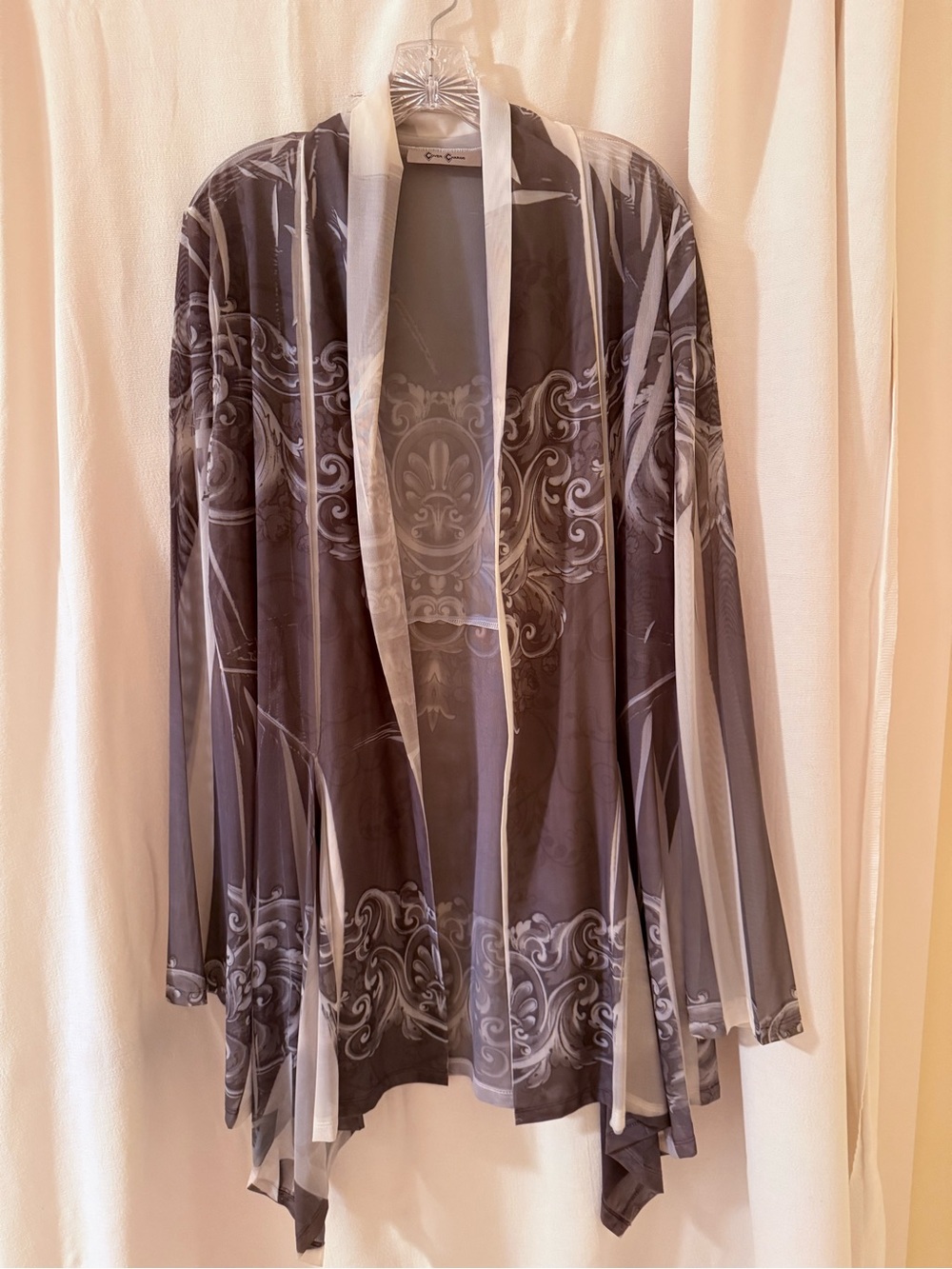 Lightweight Black & Gray Sheer Draped Women’s Cardigan